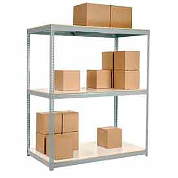 Wide Span Rack 72x48x96, 3 Shelves Deck 900 Lb. Cap Per Level, Gray